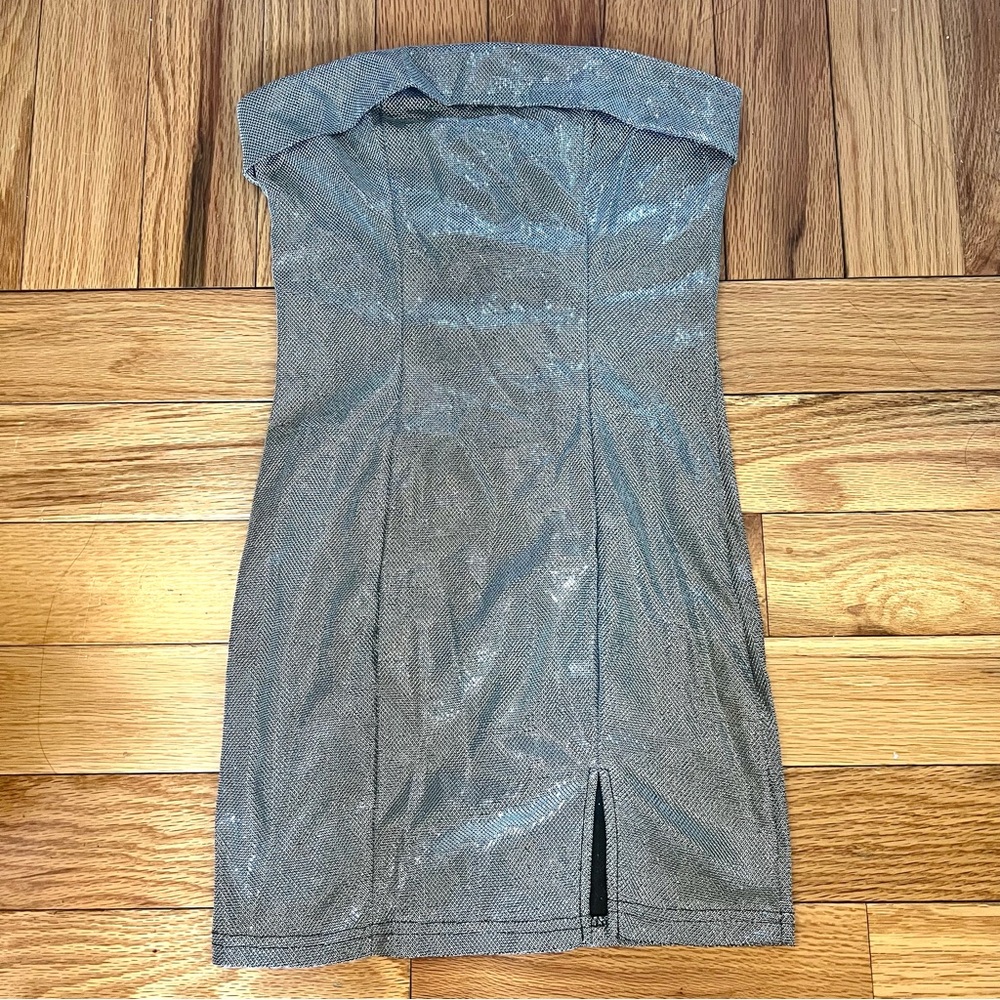 Silver Mini Strapless Dress
